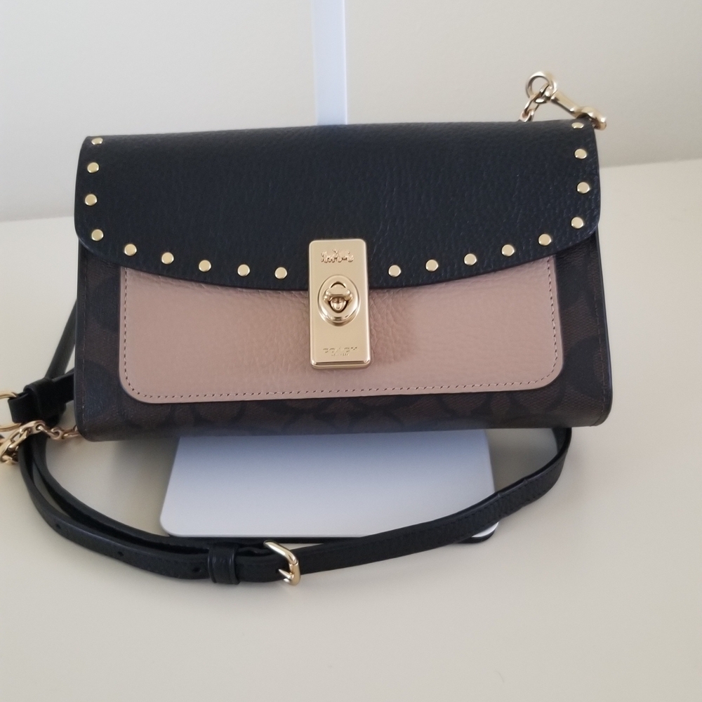 Elegant Black and Tan Crossbody Bag
